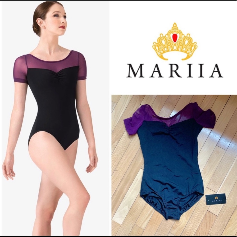 Mariia “Vana” cap-sleeve mesh leotard
